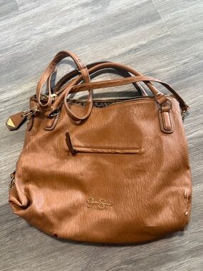 Jessica Simpson Tan Leather Tote Bag 14” x 14”